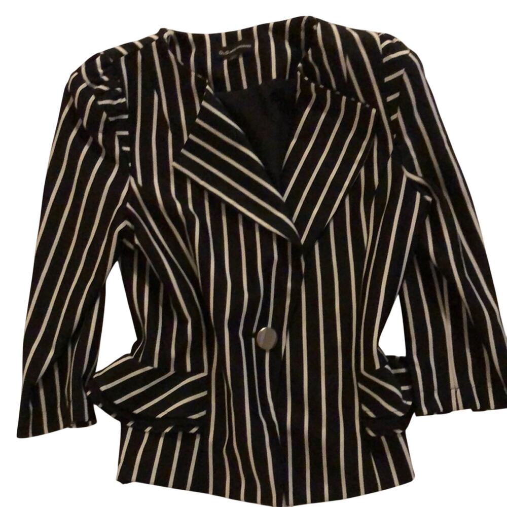 Dolce & Gabbana Black and White Striped Blazer 100% Cotton Dressy Classy Office